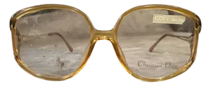 1980s Vintage Yellow and Light Brown Acetate Eyeglasses by Christian Dior