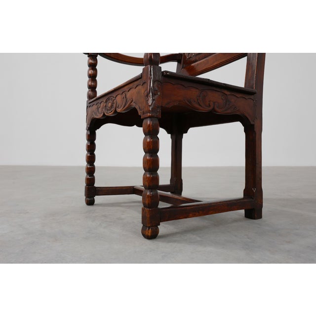 Antique Armchair in Hand Carved Oak, 1700s For Sale - Image 17 of 18