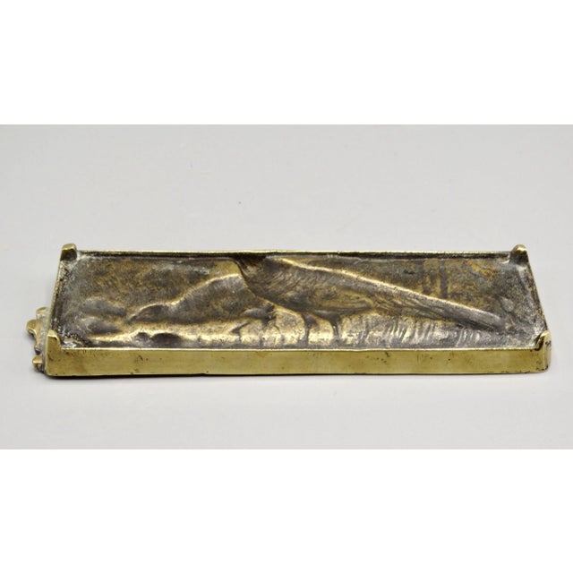 Antique French Gilded Bronze Pen Tray With Pheasants For Sale - Image 4 of 8
