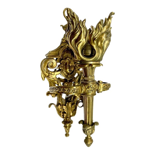 Masterpiece 19thc French Louis XV Massive Gilt Bronze Gas Converted Wall Sconce Signed by Maison E. Mottheau & Fils Paris. For Sale