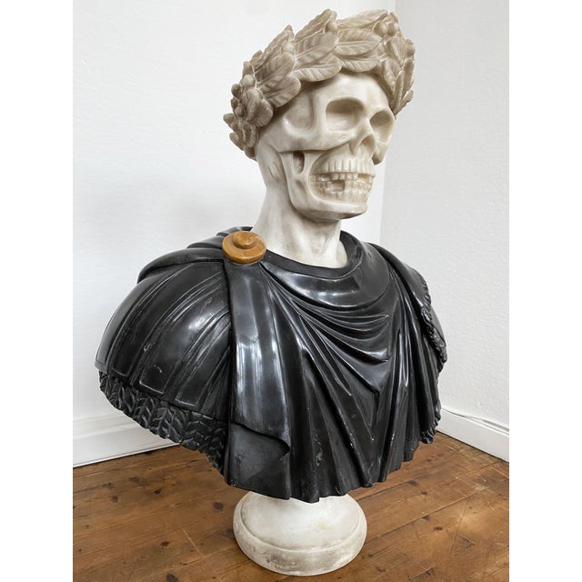 19th Century Italian Roman Vanitas Bust Renaissance Revival Memento Mori Marble, 1890, Marble For Sale - Image 3 of 9