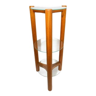 1970s Danish Modern Mobler Three-Tier Teak and Glass Shelf/Plant Stand For Sale