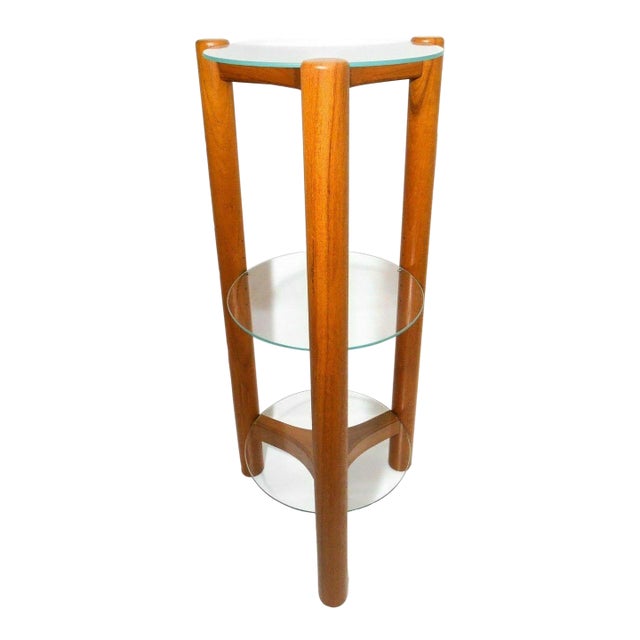 1970s Danish Modern Mobler Three-Tier Teak and Glass Shelf/Plant Stand For Sale