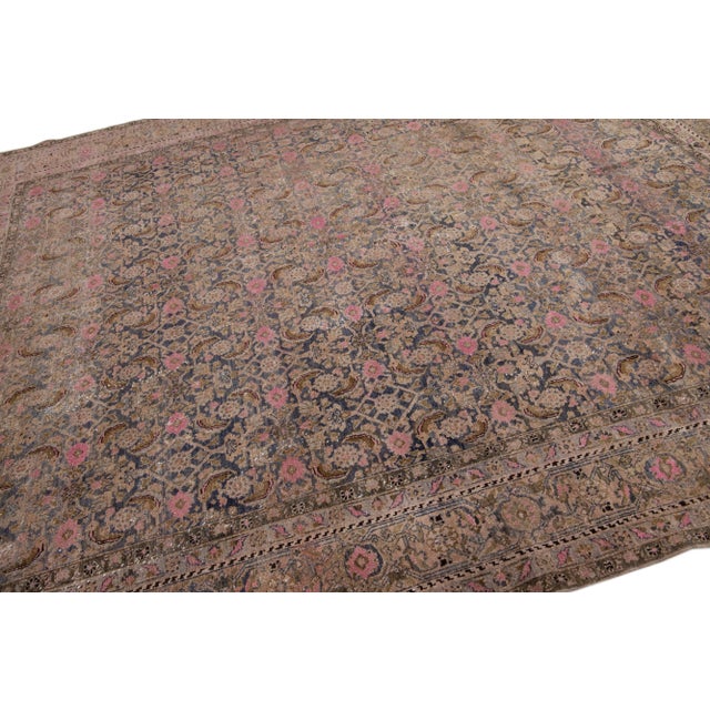 1900 - 1909 Antique Bidjar Handmade Gray Wool Rug With Allover Floral Pattern For Sale - Image 5 of 7