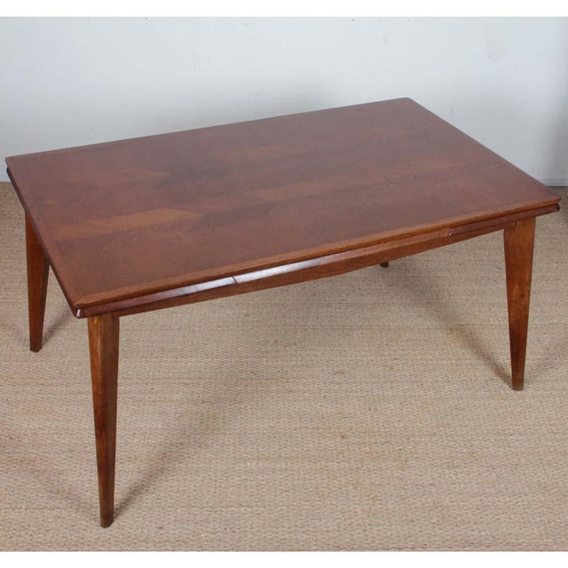 Brown Extendable Rectangular Dining Table, 1950s For Sale - Image 8 of 11