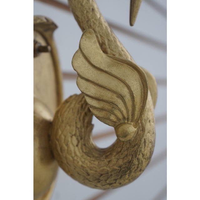 Chapman Manufacturing Company 1980s Chapman Brass Swan Electrified Wall Sconces - a Pair For Sale - Image 4 of 9