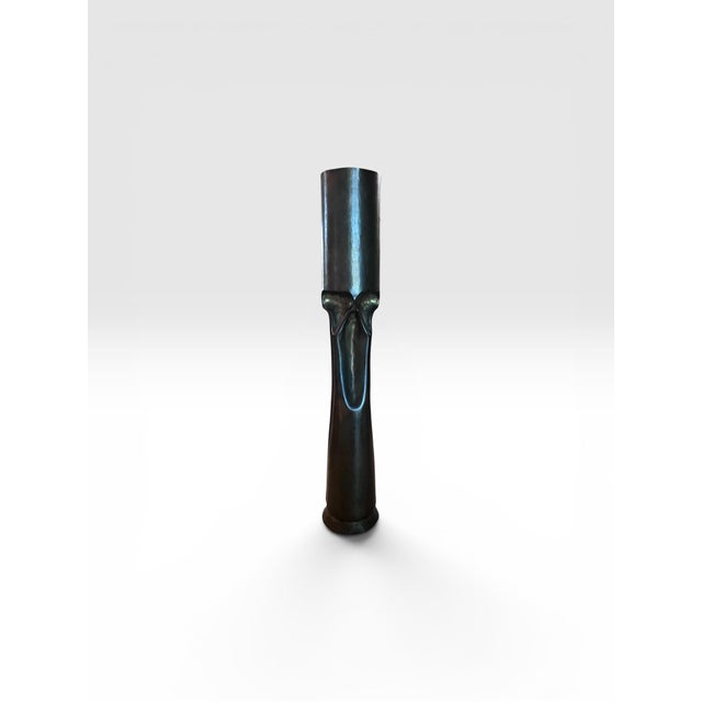 Sculpture Materials 1970s Pair of Mid-Century Brutalist Patinated Bronze Sculptural Candleholders For Sale - Image 7 of 11