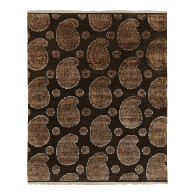 Rug & Kilim’s Classic Style Rug in Beige, Brown and Gold Paisley Patterns For Sale