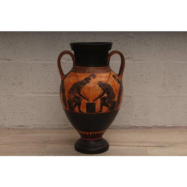 Art Nouveau 1990s Greek Handmade Pottery Achilles Ajax Playing Pessous For Sale - Image 3 of 6