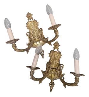 Louis XVI Bronze Wall Lights, Set of 2