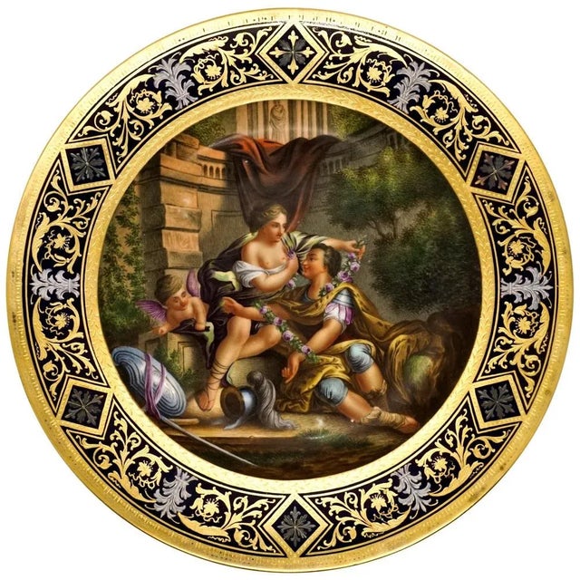 Roman Courting Scene with Cupid Plate from Royal Vienna, 1890 For Sale - Image 5 of 5