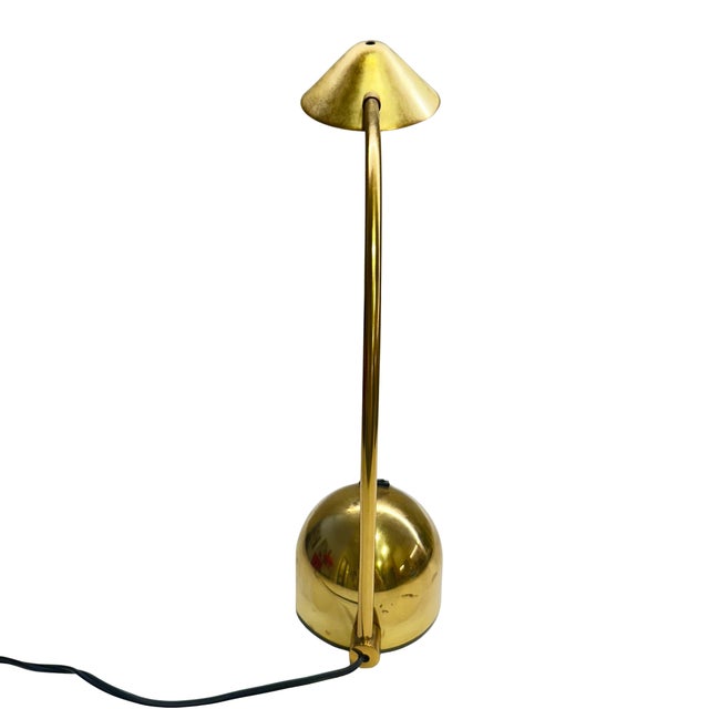 Mid-Century Modern Vintage 1970s Brass Adjustable Gooseneck Desk Lamp For Sale - Image 3 of 8