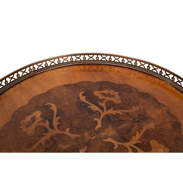 Brown Mid-Century Modern Italian Wood Inlay Side Table, 1950s For Sale - Image 8 of 9