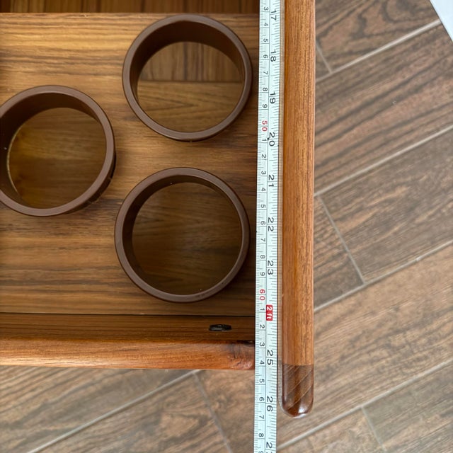 Mid Century Danish Modern Model Dk-7480 by Kai Kristiansen for Vildbjerg Møbelfabrik Teak Side Table & Mobile Bar For Sale - Image 12 of 12