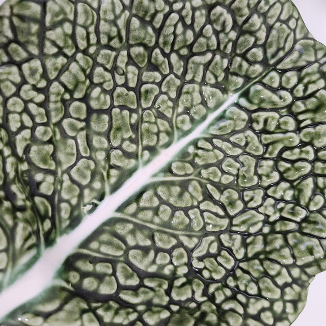 Mid-Century Modern Portugese Majolica Trompe l'Oeil Textured Cabbage Bowl Set Mid Century- 10 For Sale - Image 3 of 18