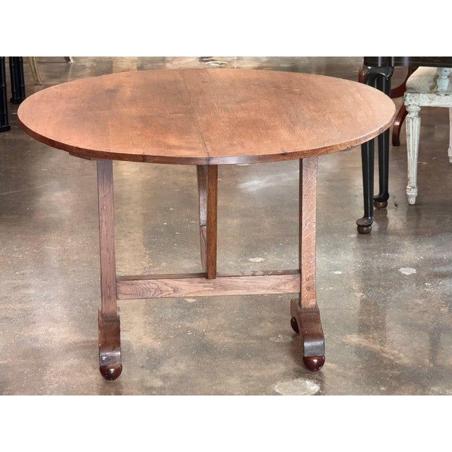 Wood 19th Century French Oak Wine Table With Tilt Top For Sale - Image 7 of 12
