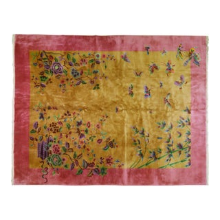 Antique Chinese Art Deco Hand Knotted Wool Rug, 8'10x11'7 For Sale