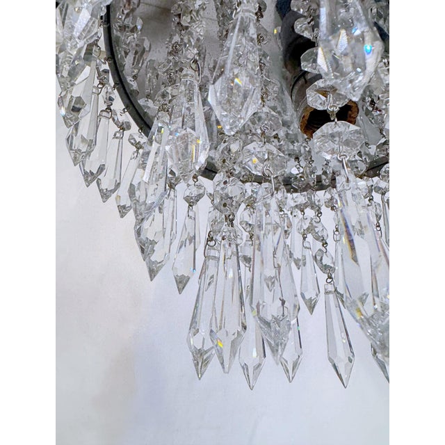 Vintage Mid-Century Modern Chrome Tiered Waterfall "Wedding Cake" Crystal Chandelier For Sale - Image 4 of 8