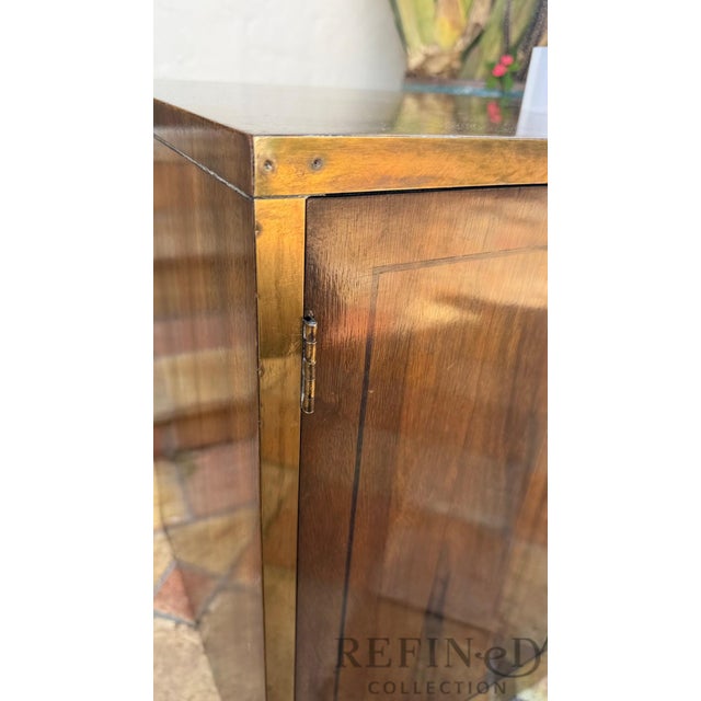 Pair of Mastercraft Grand Rapids Brass-Banded Walnut Nightstands, Circa 1970s–1980s For Sale - Image 16 of 17