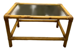 Bamboo Coffee Table with Smoked Glass Top, 1960s