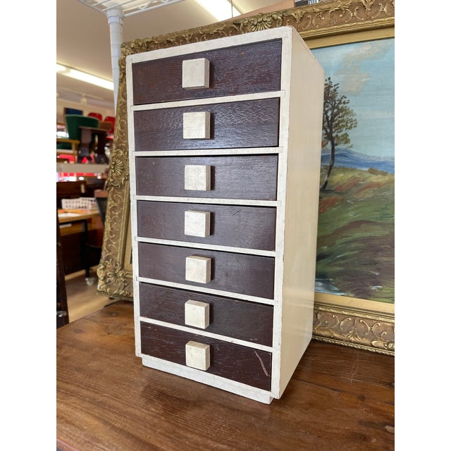 Mid-Century Modern 1970s Mid-Century Modern M.I.M.Lador Inc New York Wooden Jewelry Chest With Seven Drawers, Made in Japan For Sale - Image 3 of 10