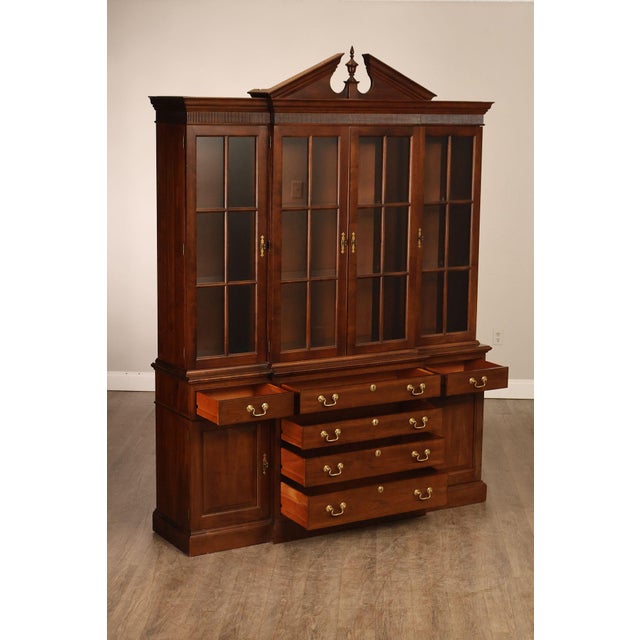 Traditional Stickley Traditional Style Cherry Breakfront China Cabinet For Sale - Image 3 of 18