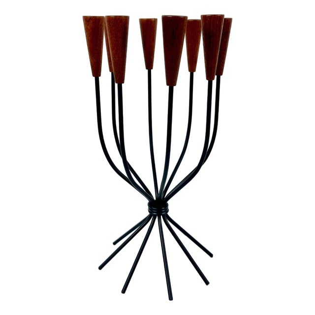 Danish Teak and String Candleholder from Lüthje, 1960s For Sale