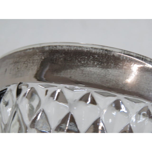 Mid 20th Century Indiana Diamond Point Creamer Sugar Bowl Set Clear Glass Silver Tone Rim 4538b For Sale - Image 9 of 12