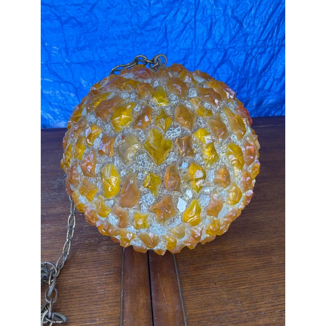 Mid Century Modern Chunky Lucite Orange Rock Candy Hanging Swag Ball 1960's For Sale - Image 10 of 12