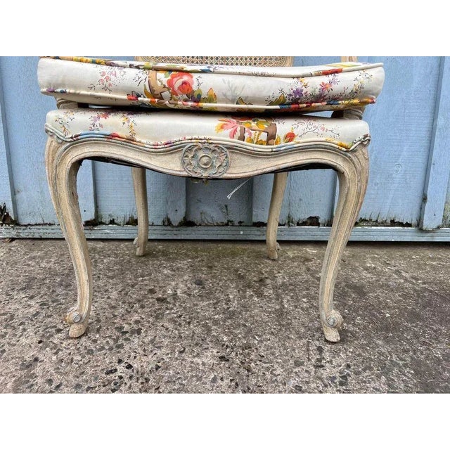 19th Century Louis XV Style White Enamel Painted Cane - Back Fauteuil For Sale - Image 10 of 13