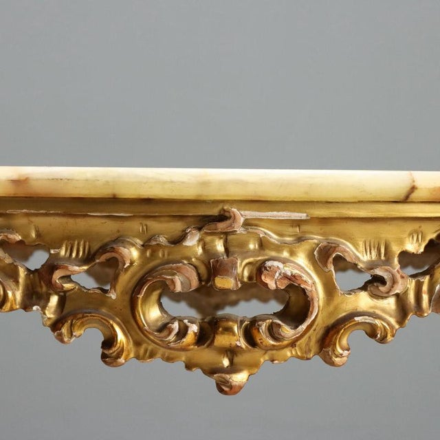 Small Antique Baroque Table with Alabaster Top For Sale - Image 8 of 11