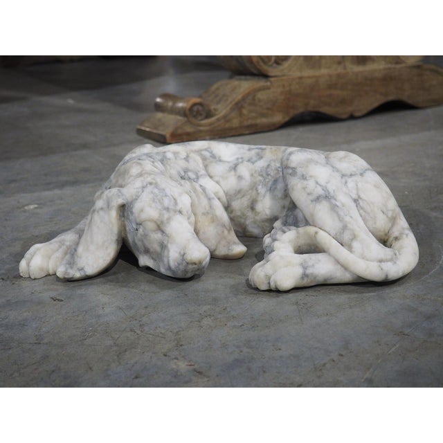 Italian Volterra Alabaster Sleeping Hound Sculpture – Bardiglio Grey, 20th C. For Sale - Image 10 of 14