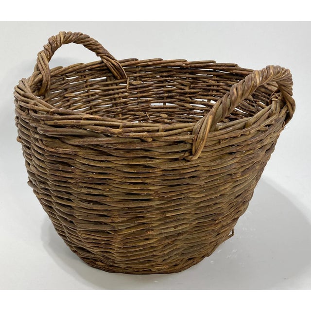 Vintage Large French Woven Grapevine Basket For Sale - Image 4 of 10
