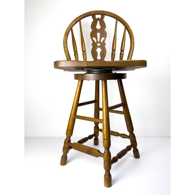 Vintage Wooden Bar Chair, 1992 For Sale - Image 4 of 13