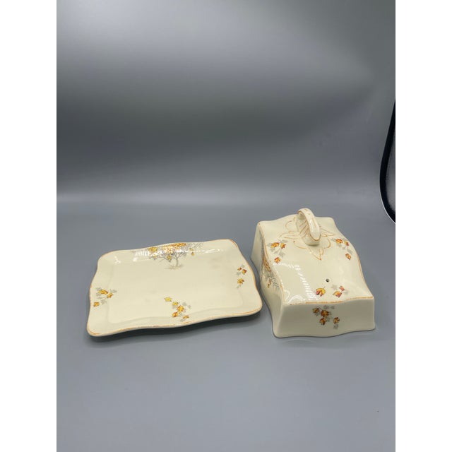 Farmhouse Vintage Alfred Meakin Marigold Covered Butter Dish With Tray England For Sale - Image 3 of 8