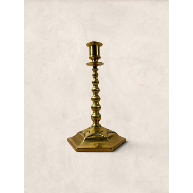 Antique English Edwardian Brass Hexagonal Candlestick Holders For Sale - Image 14 of 18