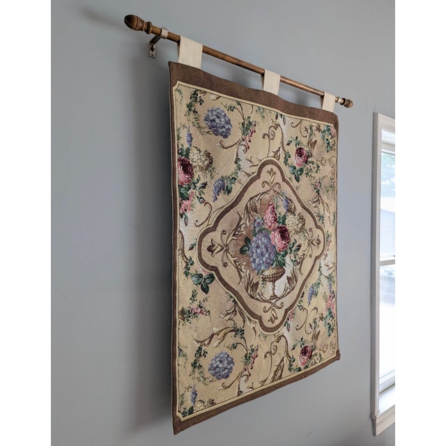 Wood Vintage French Country Botanical Jardin Bouquet Wall Tapestry For Sale - Image 7 of 10