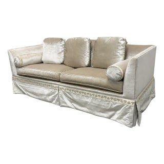 Baker Furniture Silk Velvet Sofa For Sale