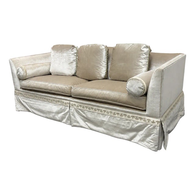 Baker Furniture Silk Velvet Sofa For Sale