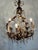 Vintage Chandelier with Crystal Drops and Gilded Brass, 1950s, in Very Good conditions. Designed 1950 to 1959 European...