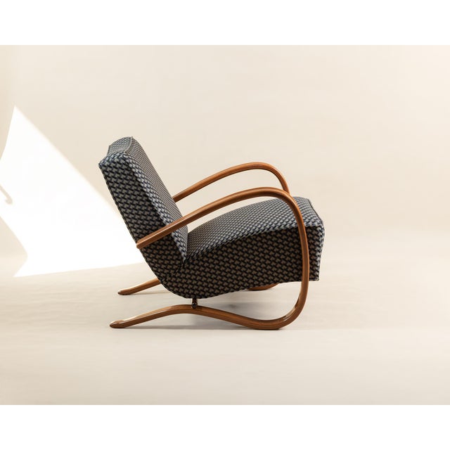 H-269 Lounge Chair and Ottoman by Jindřich Halabala for Up Závody, 1930s, Set of 2, in Restored conditions. Designed 1920...