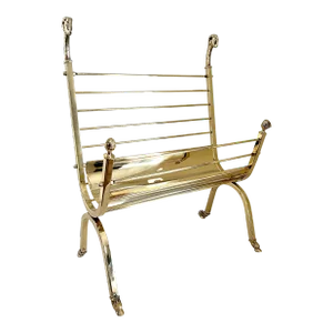 Maison Jansen Style Polished Brass Magazine Rack