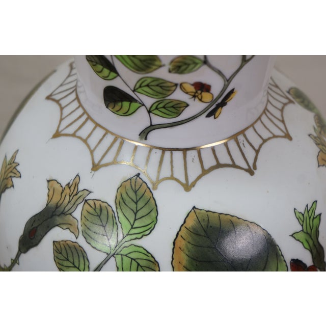 1980s Wildwood Chinoiserie Butterflies Leaves Ivy Table Lamp 31" For Sale - Image 12 of 16