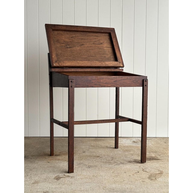 Antique 19th Century Oak Schoolhouse Writing Desk For Sale - Image 13 of 18