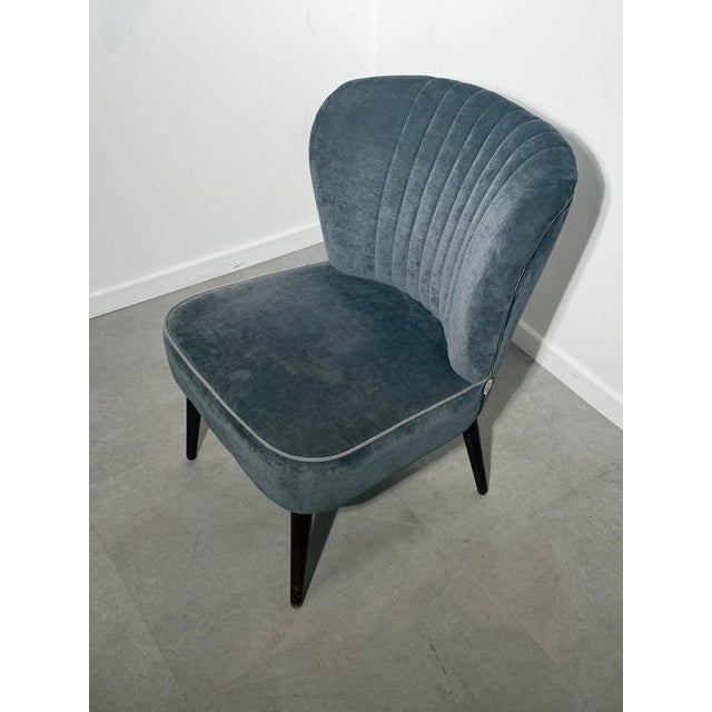 Velvet Cocktail Chair in Blue-Grey from Dutchbone For Sale - Image 3 of 3