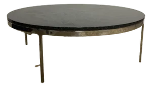 1970s Nicos Zographos Round Granite Coffee Table