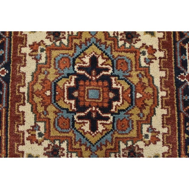 Heriz Runner 2’6” X 8’7” Ivory Wool Tribal Hand-Knotted Oriental Rug For Sale - Image 9 of 13