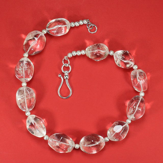 2020s Ajd 18 Inch Clear Quartz Nuggets With Silvery Accents Necklace For Sale - Image 5 of 6