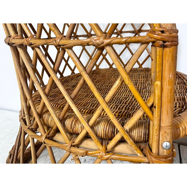 Wood Vintage Hooded Rattan Chairs- A Pair For Sale - Image 7 of 12
