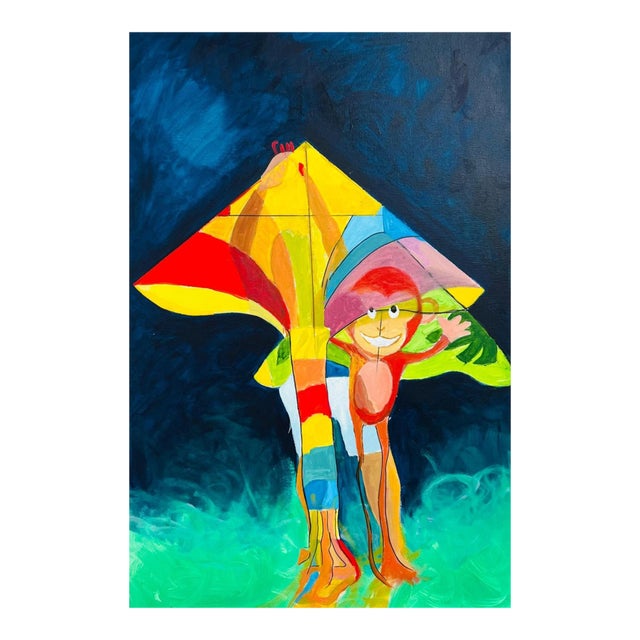 Picassoesque Kite Abstract Expressionism Acrylic Painting by Shabs Beigh For Sale